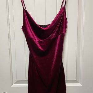 Red velvet dress w/ cowl neck - size S